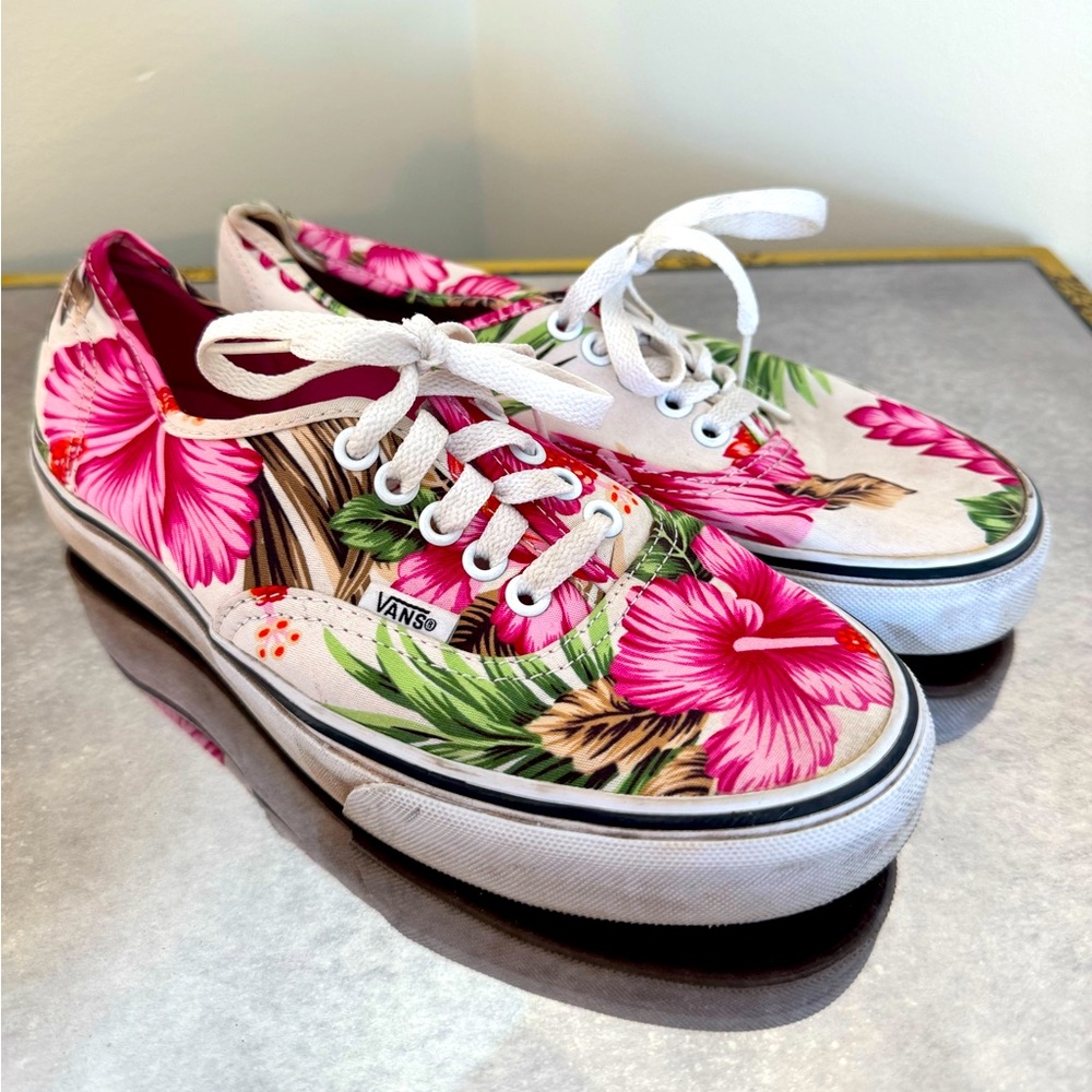 Vans Hibiscus Canvas Sneakers - Pink and Green